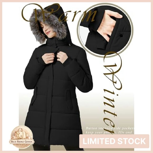 Winter Puffer Coat with Removable Hood Classic Chic Slim Fit Warm Jacket - Picture 6 of 8